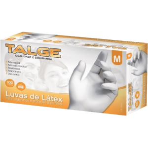 LUVA LATEX  TALGE  AMIDO TAM M C/100 UND