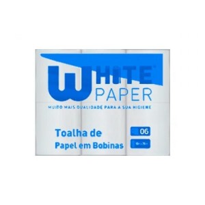 PAPEL TOALHA WHITE PAPER 100% CELULOSE 20CM X 100M C/8 BOBINAS